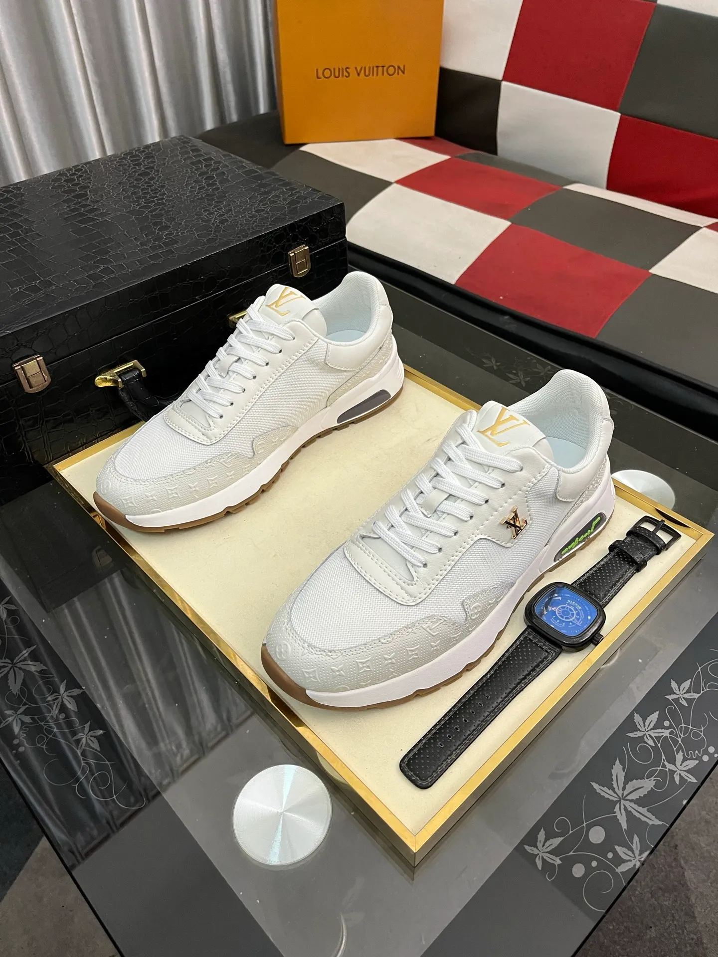 Men's shoes 💰458⌚️⌚️[Louis Vuitton LV] Dad shoes are popular casual sports shoes with outsole, breathable and comfortable, easy to walk, trendy men's versatile fly woven epoxy with ➕leather lining➕Gucci's popular original outsole, sports and running style, super comfortable. Size 38-442️⃣Colors available